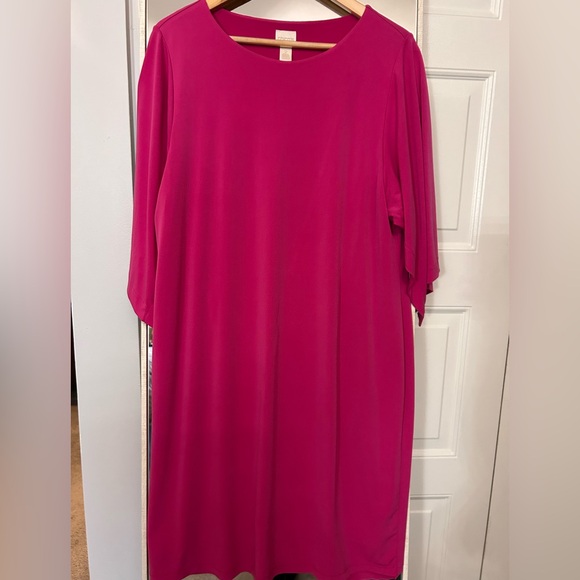 CHICOS Barbicore Pink Flare Sleeve 2 (12) Dress - Picture 2 of 10